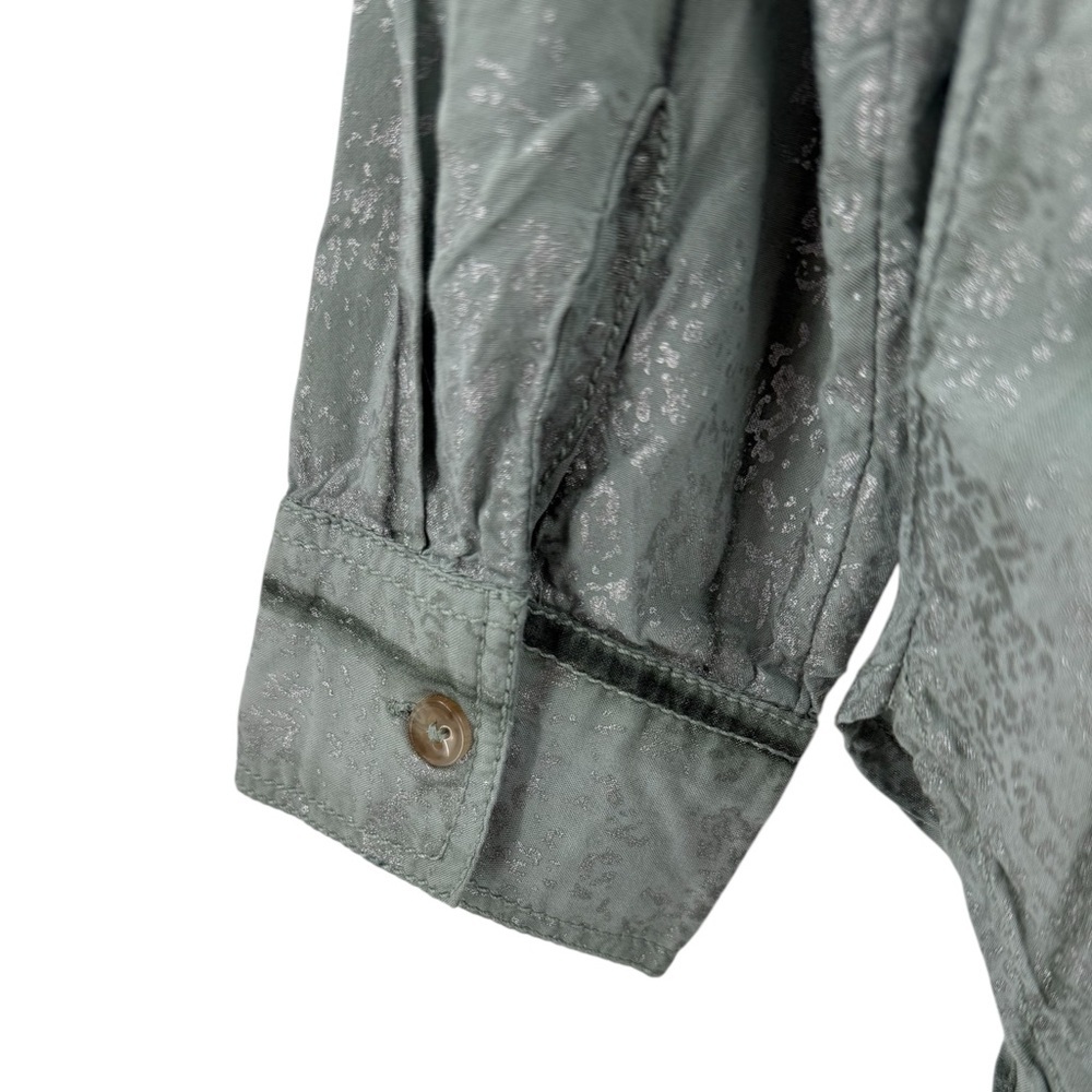 Anthropologie Pilcro Sage Green Foil Shine Button Down Shirt Top Size S - Picture 10 of 16